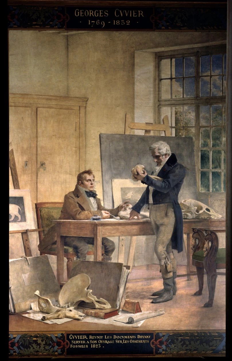 Théobald Chartran-18-il barone Georges Cuvier riunisce i documenti per il suo lavoro sulle ossa fossili - Università della Sorbona, Parigi